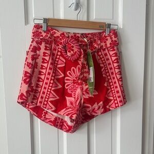 FARM Rio Red Floral High Waist Shorts